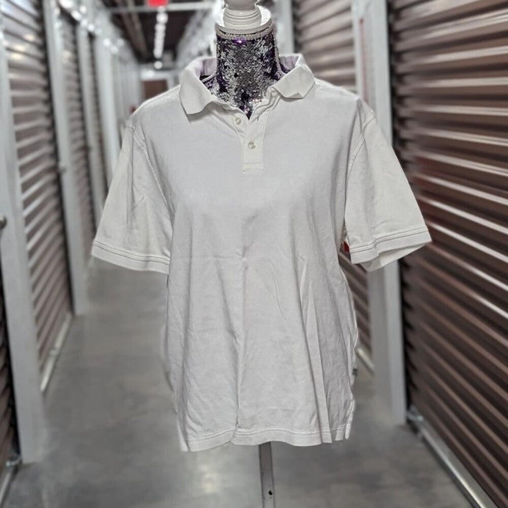 Berkley Jensen‎ Men's Large White Pima Cotton Polo